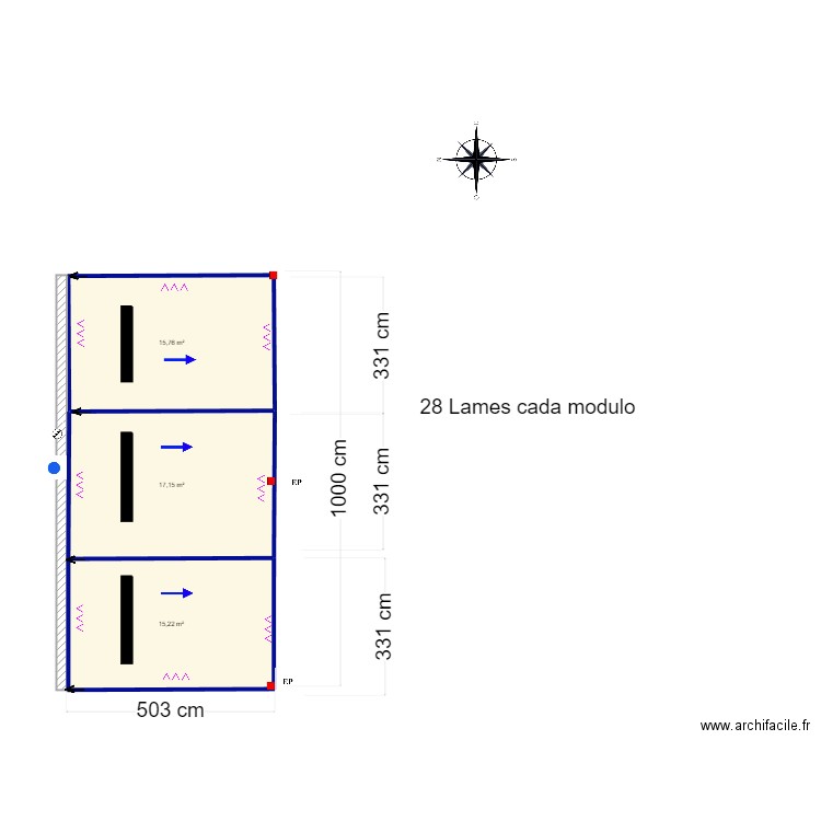 Kenia Roa- Santa Barbara. Plan de 3 pièces et 48 m2