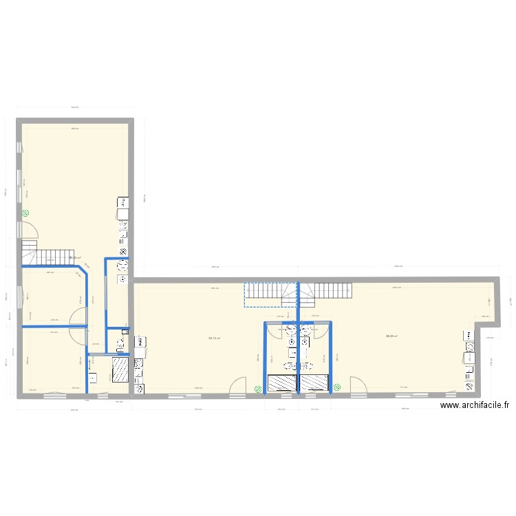 dépendances réno 190323. Plan de 3 pièces et 194 m2