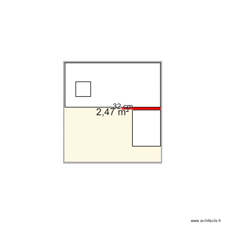 FARIDD BAIGNOIRE. Plan de 1 pièce et 2 m2