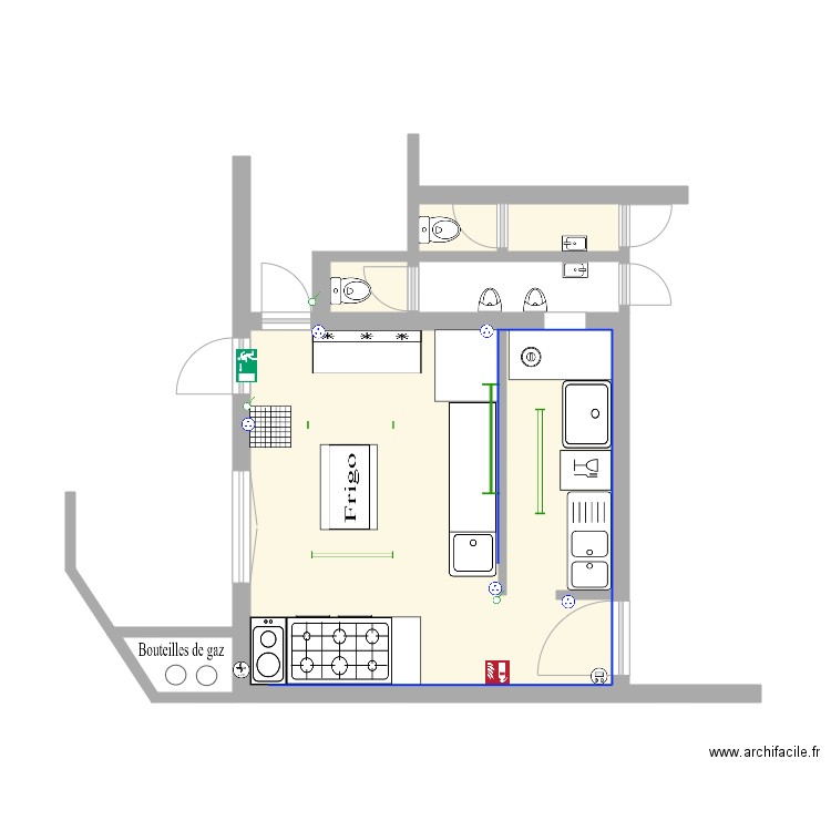 cuisine APP Ohnenheim. Plan de 4 pièces et 28 m2