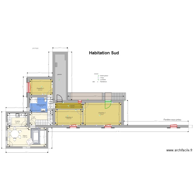 La  plaine   Appartement V1. Plan de 9 pièces et 92 m2