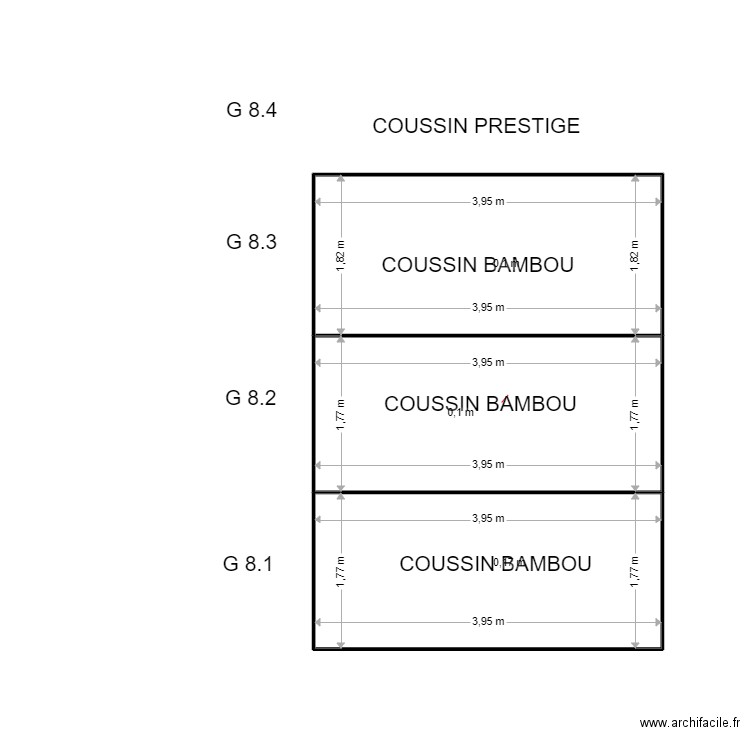 G 8. Plan de 3 pièces et 21 m2