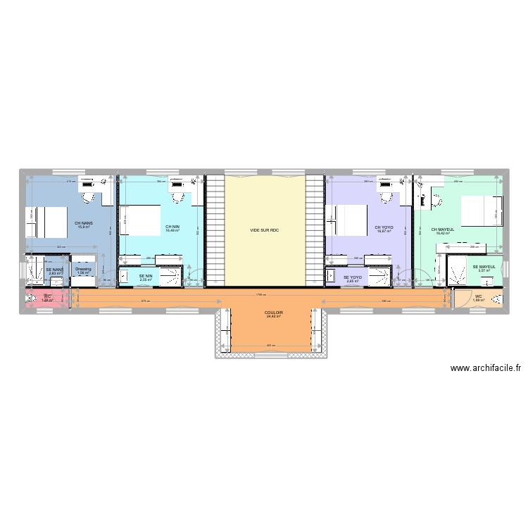 MANOIR GARAUC R+1. Plan de 13 pièces et 133 m2