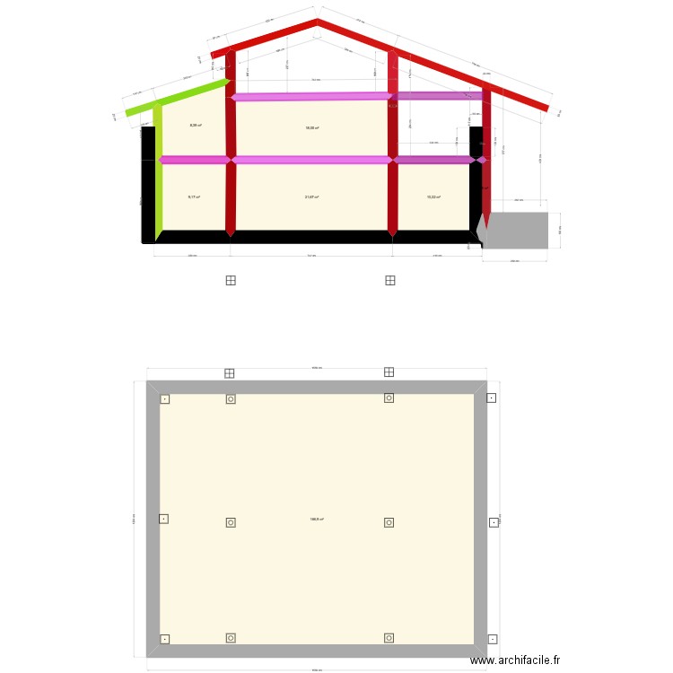 Réno Grange Maillarde 4. Plan de 7 pièces et 235 m2