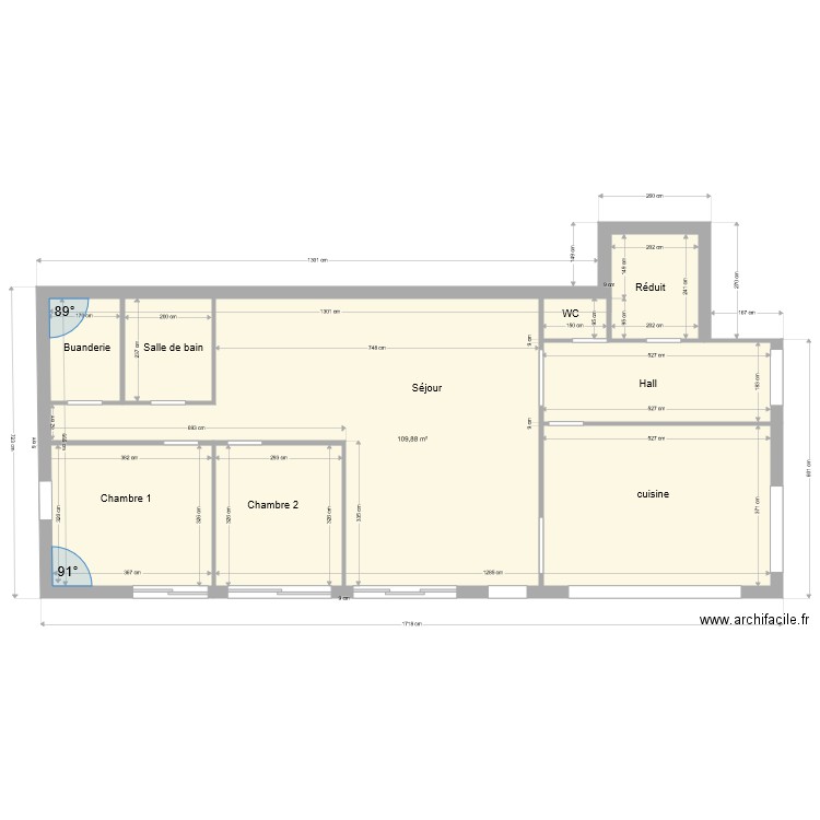 Maison Myriam. Plan de 1 pièce et 110 m2