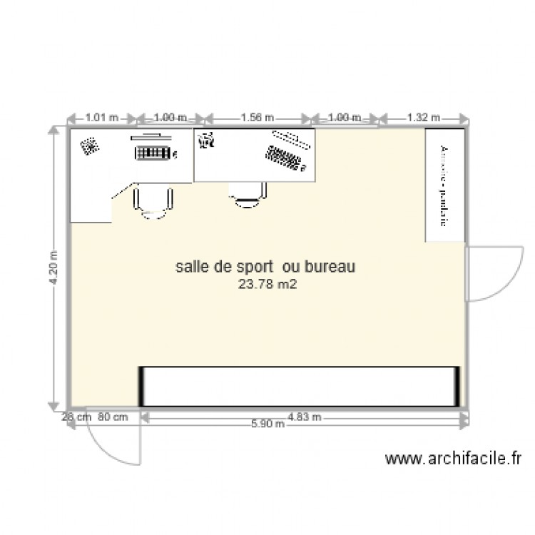 salle de sport ou bureau111. Plan de 0 pièce et 0 m2