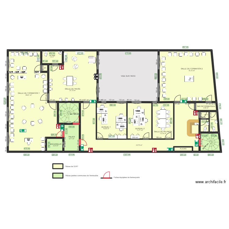 INSTITUT FRANCAIS D HYPNOSE APRES TRAVAUX. Plan de 21 pièces et 332 m2