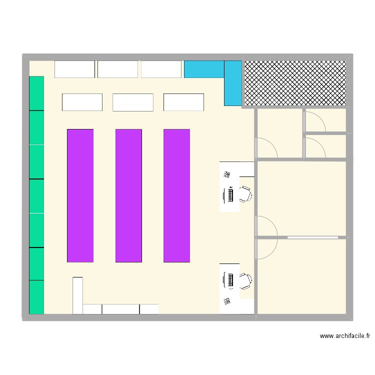 Plan Magasin. Plan de 7 pièces et 123 m2