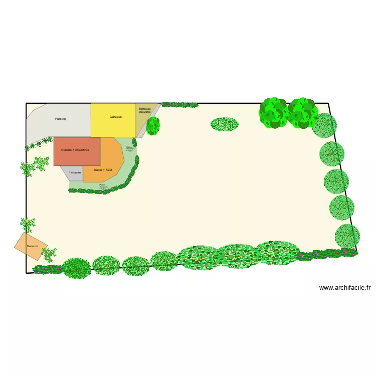 Maison Eliane Jardin 04. Plan de 1  et 206 m²
