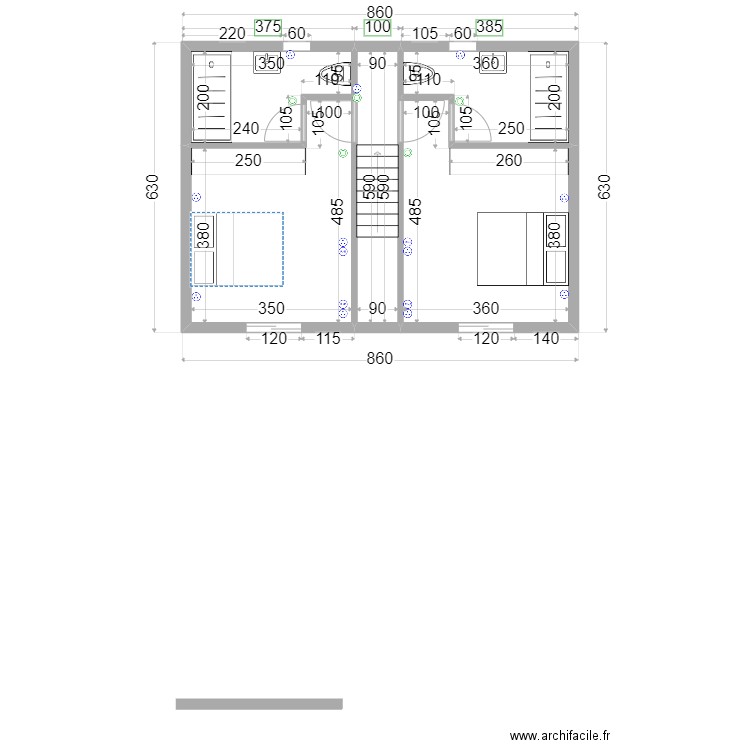 Maison F4 Etage - 2. Plan de 5 pièces et 46 m2