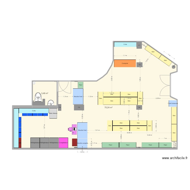 CAEN - Hypothèse 4 (30/05). Plan de 2 pièces et 74 m2