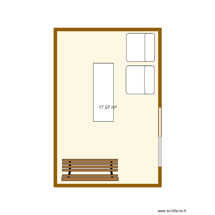 Véranda. Plan de 1 pièce et 18 m2