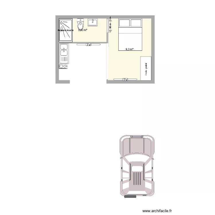 bungalow guenoe. Plan de 