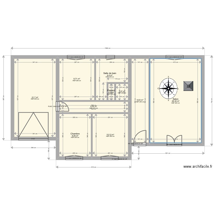 Beguin.. Plan de 10 pièces et 102 m2