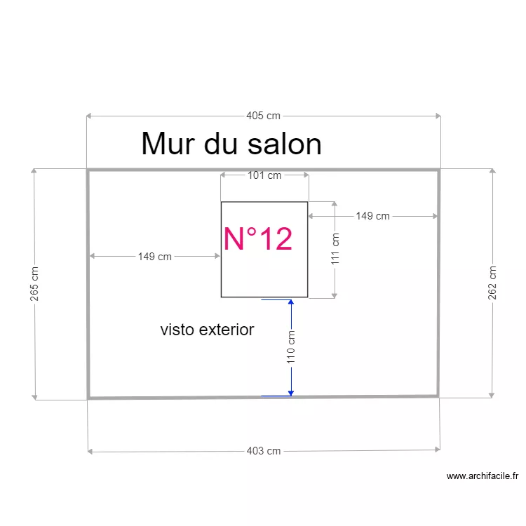 Mur salon ma&ccedil;on. Plan de 