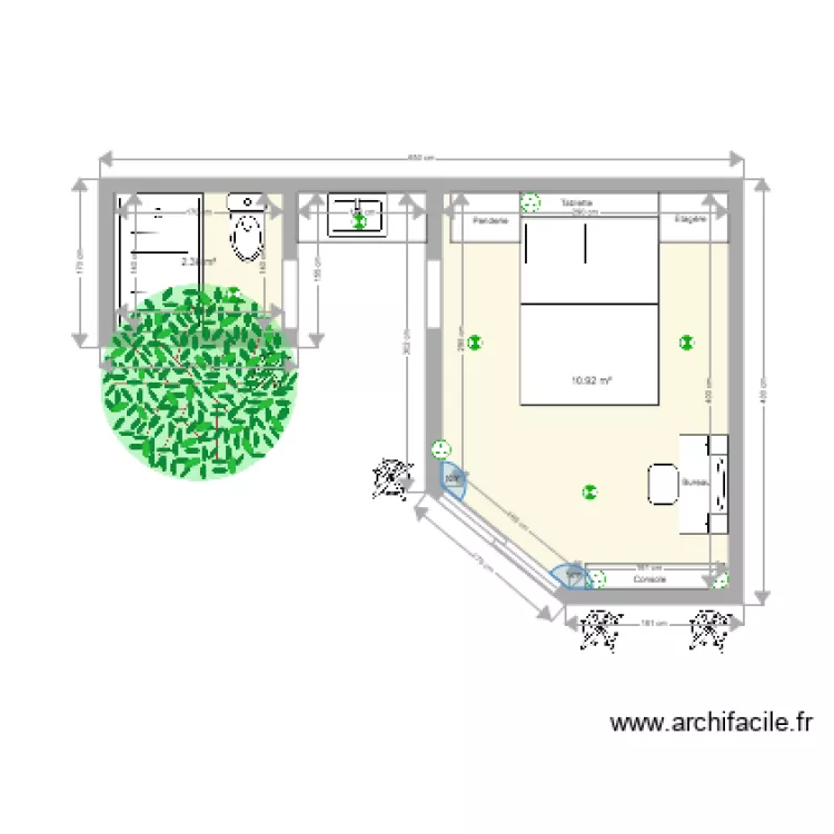 Bungalow am&eacute;nag&eacute;. Plan de 
