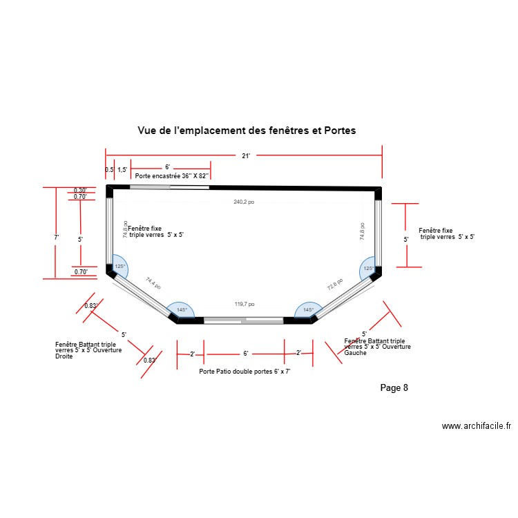 vue emplacement  Portes et Fenetres 2. Plan de 1 pièce et 16 m2