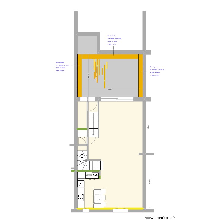 Banning 83 2e étage : Terrasse. Plan de 6 pièces et 76 m2