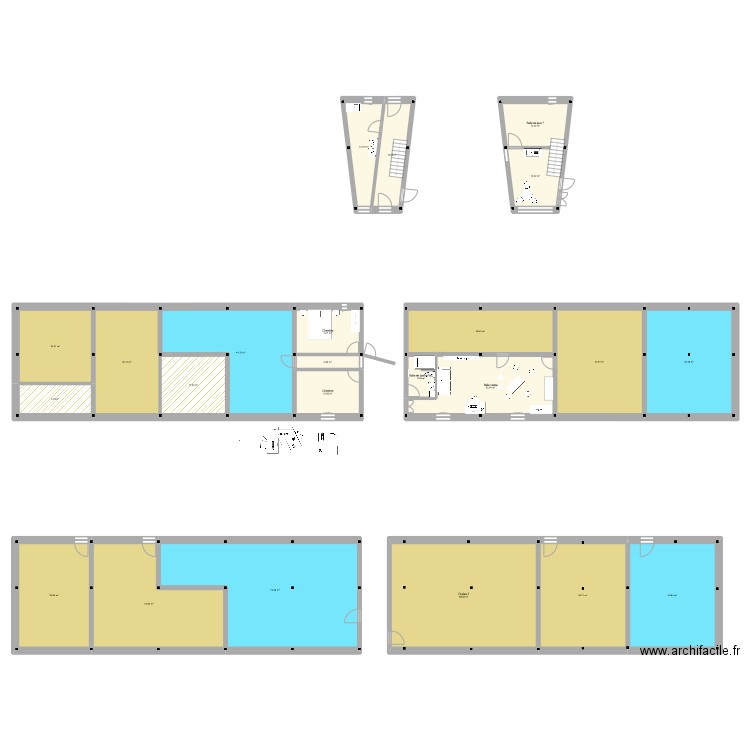 bâti + communs sections 4.5 tests groupe. Plan de 23 pièces et 657 m2