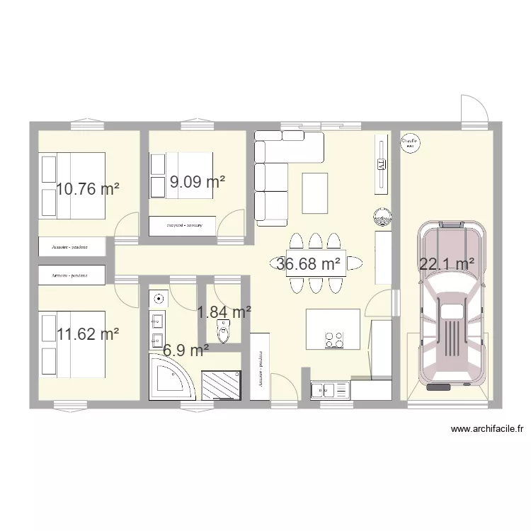 maison plain pied 110m2. Plan de 