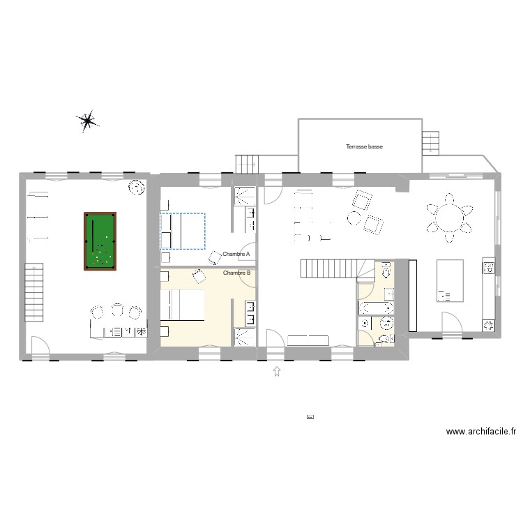 projet rdc 15 fev. Plan de 4 pièces et 64 m2