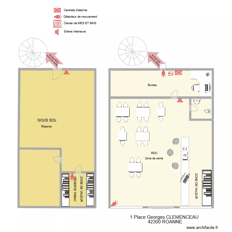 tabac le brazza Alarme. Plan de 