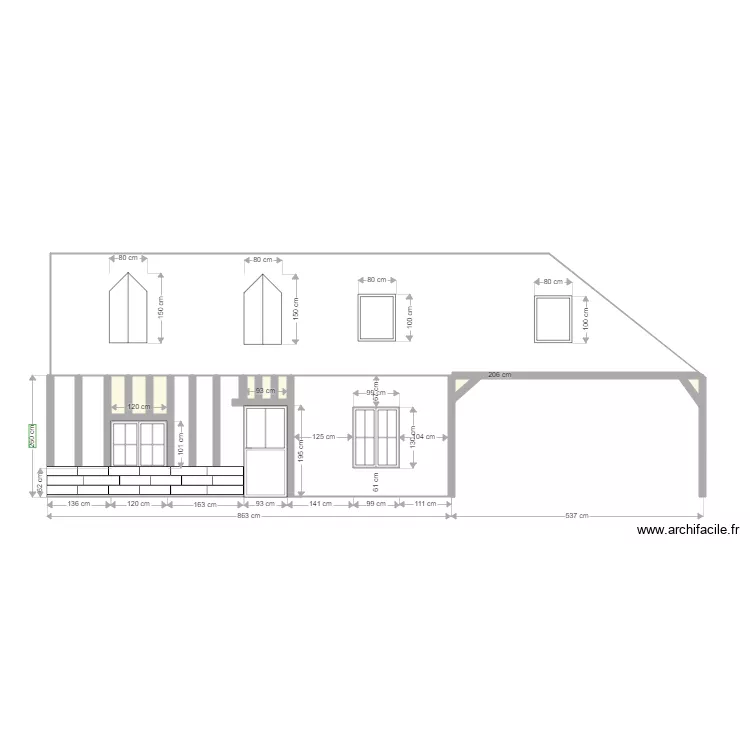 FACADE APRES TRAVAU. Plan de 