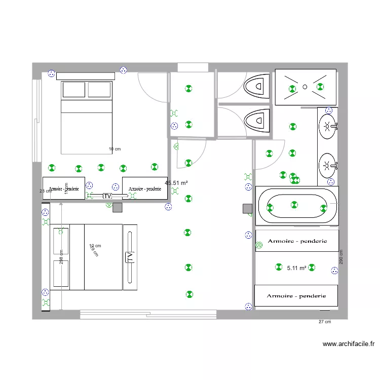 pourville chambre. Plan de 