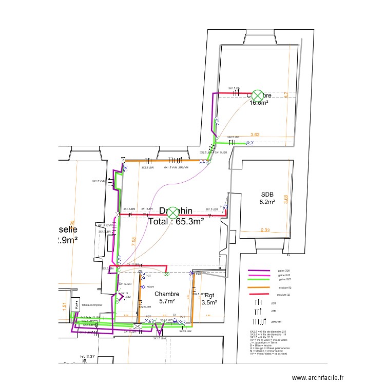 Plan dauphin apparaillage. Plan de 0 pièce et 0 m2