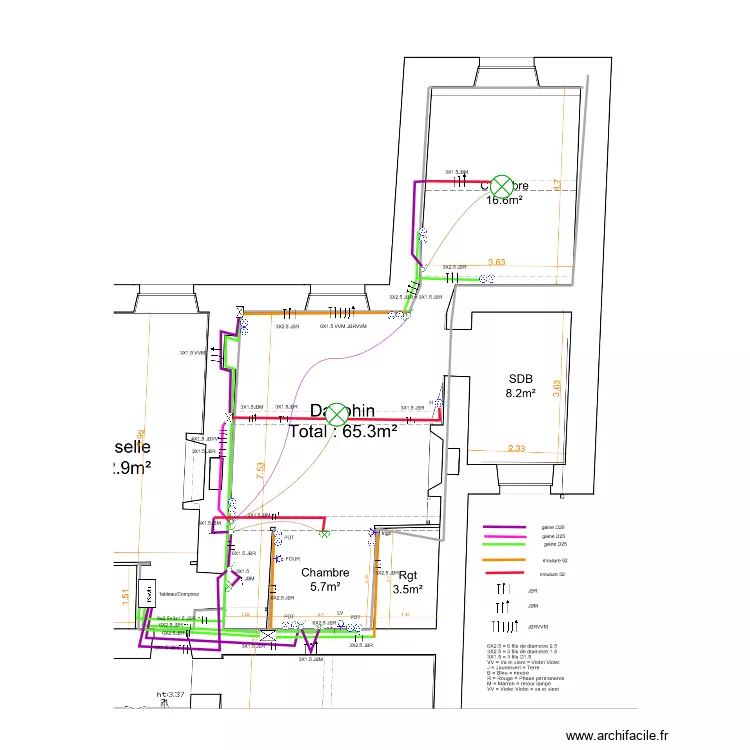 Plan dauphin apparaillage. Plan de 