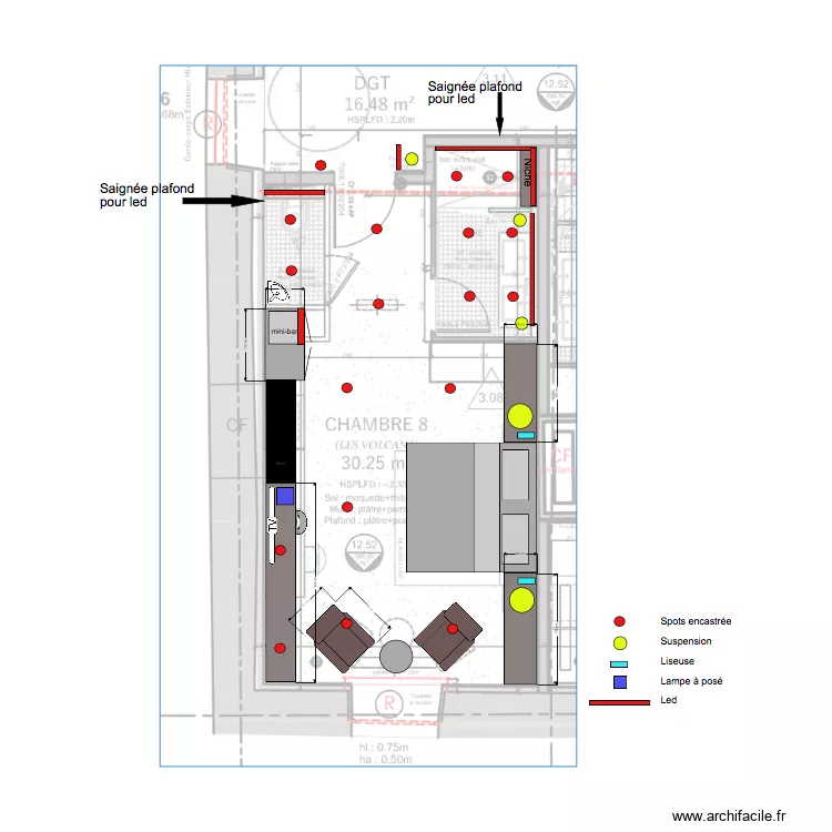 Chambre 8 Plan Eclairage B. Plan de 