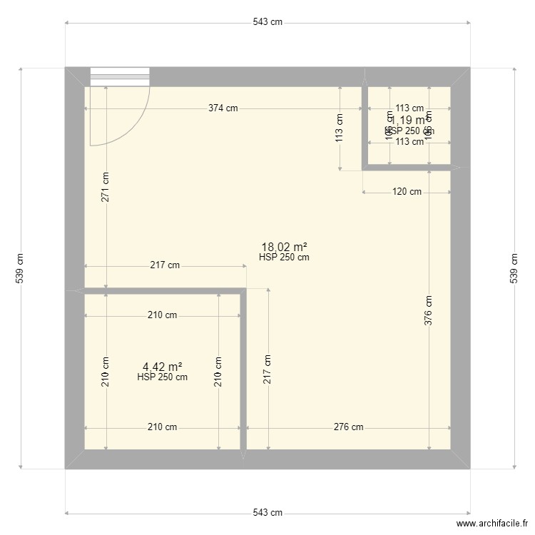 Carin BASE. Plan de 3 pièces et 24 m2