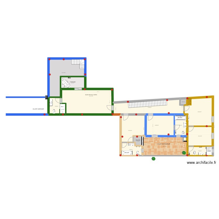 1ER VIDE. Plan de 15 pièces et 189 m2