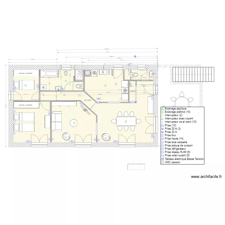 Placard cuisine  r&eacute;servations Dalle B&eacute;ton. Plan de 