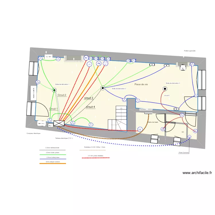 Maison R D C projet Cable prises. Plan de 