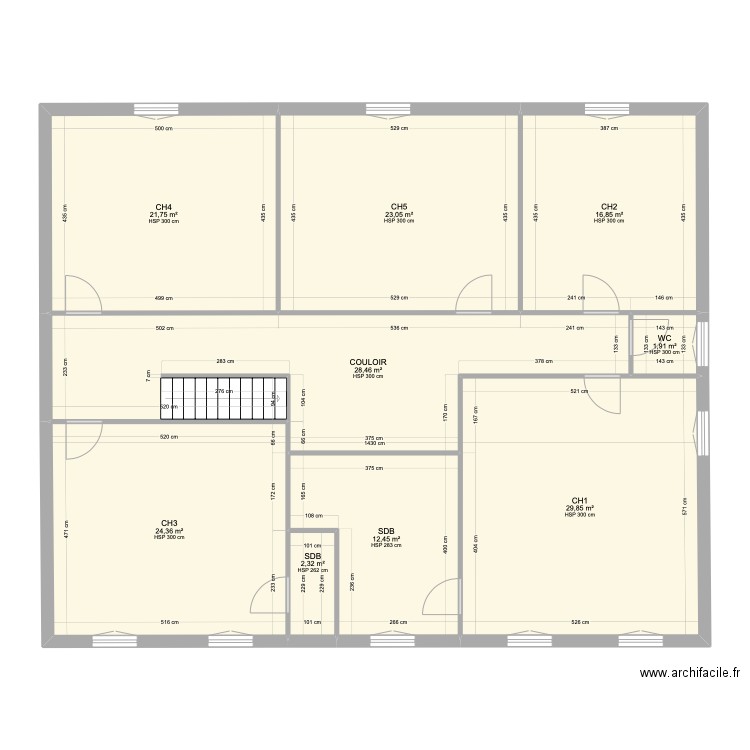 FAIGEAN R+1. Plan de 9 pièces et 161 m2