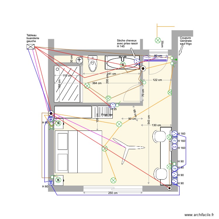 Chambre A façade Etages 1 2 3 élec du 22 02 20. Plan de 0 pièce et 0 m2