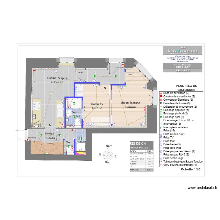 Plan E RDC Cholet. Plan de 0 pièce et 0 m2