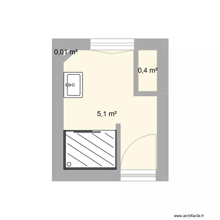salle de bais enfants V1. Plan de 3  et 6 m²