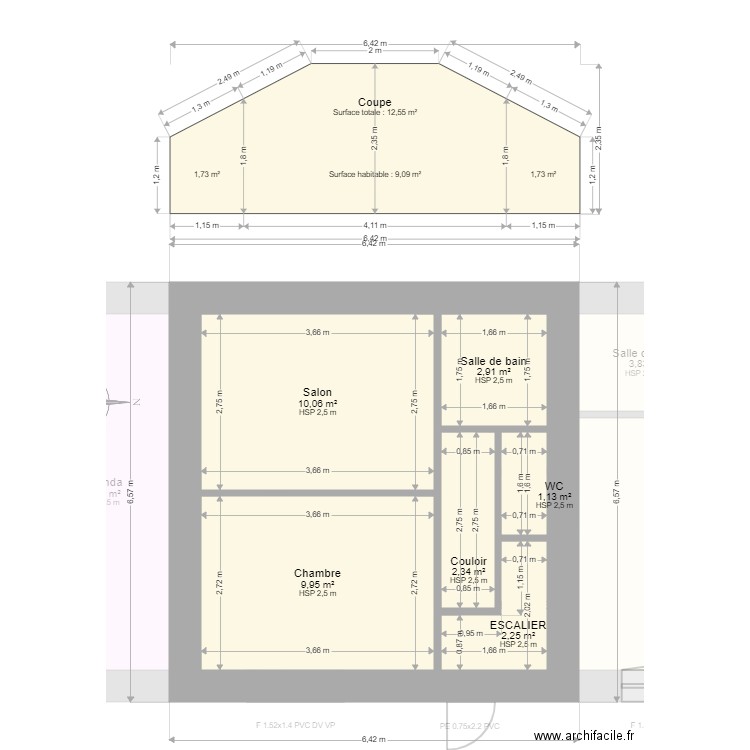 KICHENASSAMY. Plan de 14 pièces et 131 m2