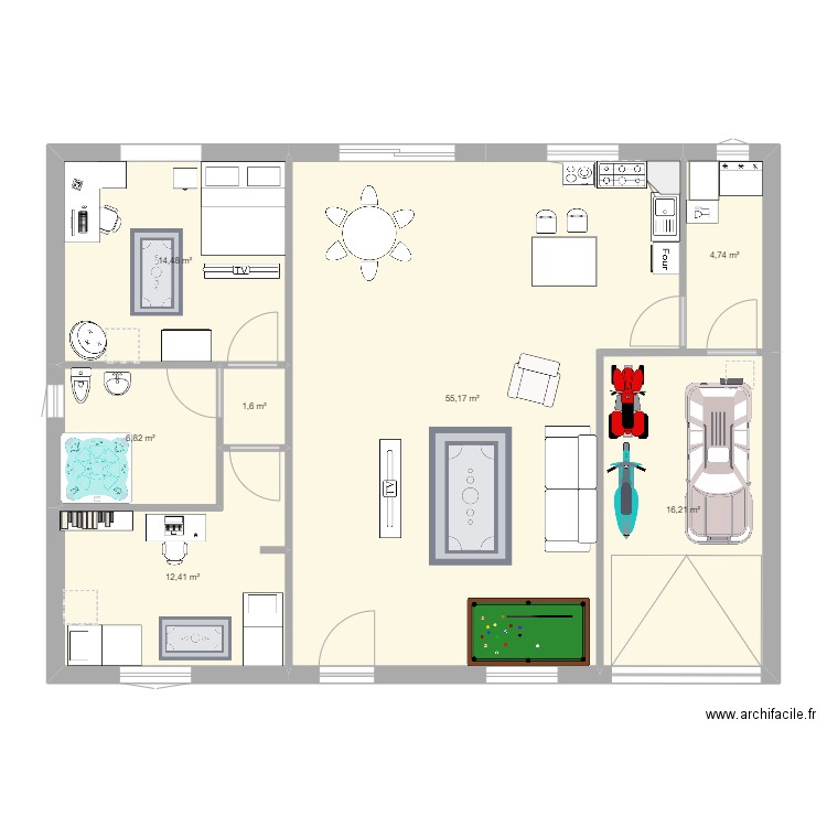 gctukty. Plan de 7 pièces et 111 m2