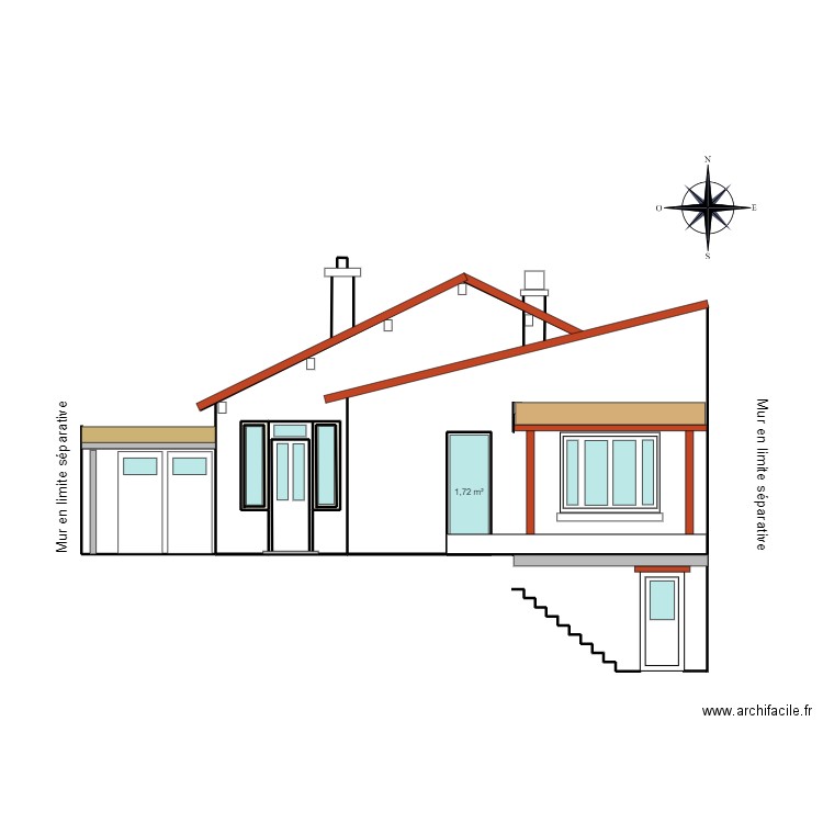 Plan de facade après projet N. Plan de 4 pièces et 5 m2