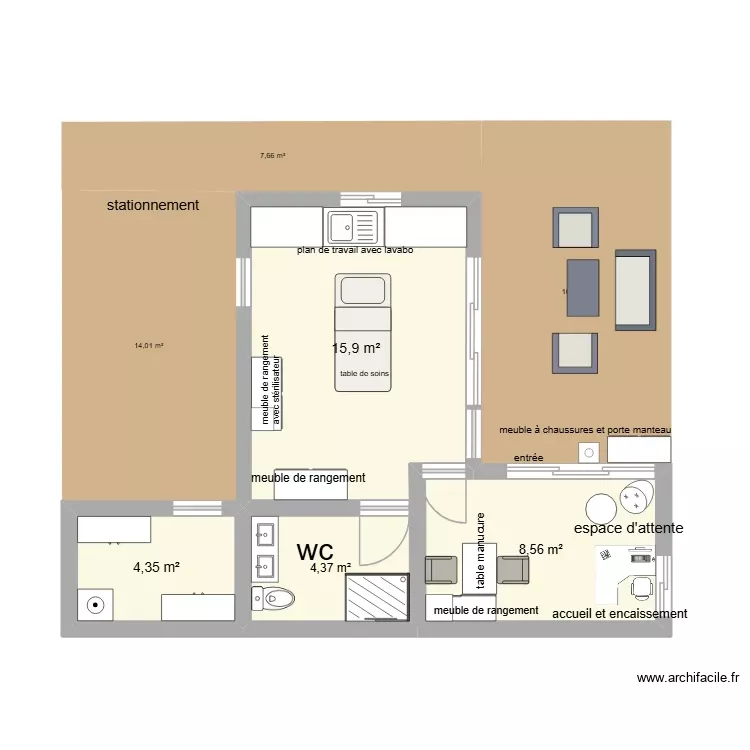 manava beauty. Plan de 4 Pièces et 33 m² manava beauty. Plan de 4 Pièces et 33 m²