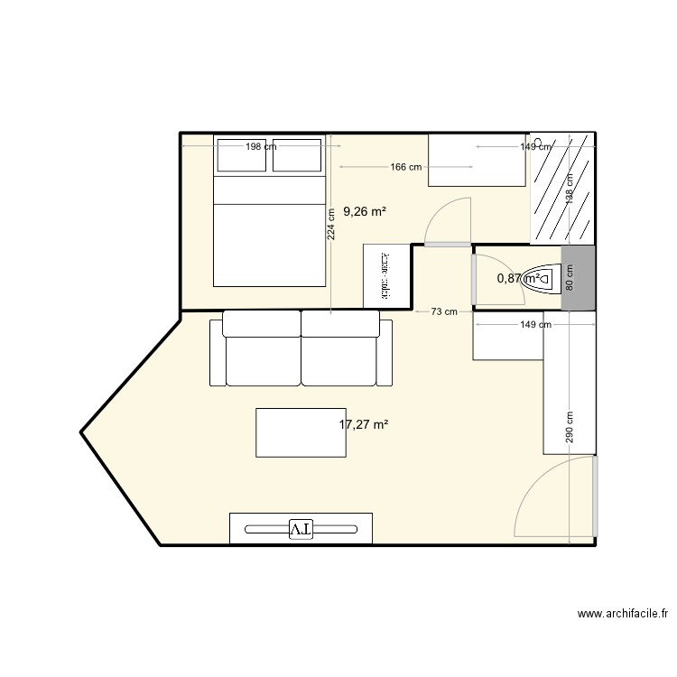 PLAN MANON DEFINITF - COTATION - NEW OK. Plan de 3 pièces et 27 m2