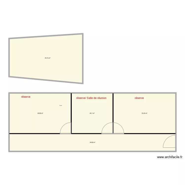 affectaction locaux AR. Plan de 5  et 153 m²