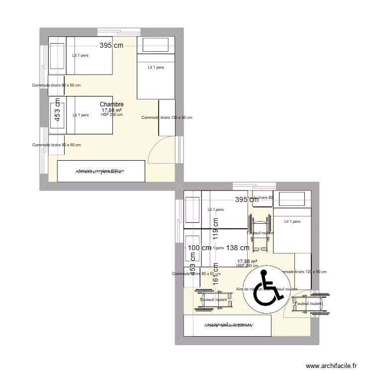 chambre a coucher . Plan de 