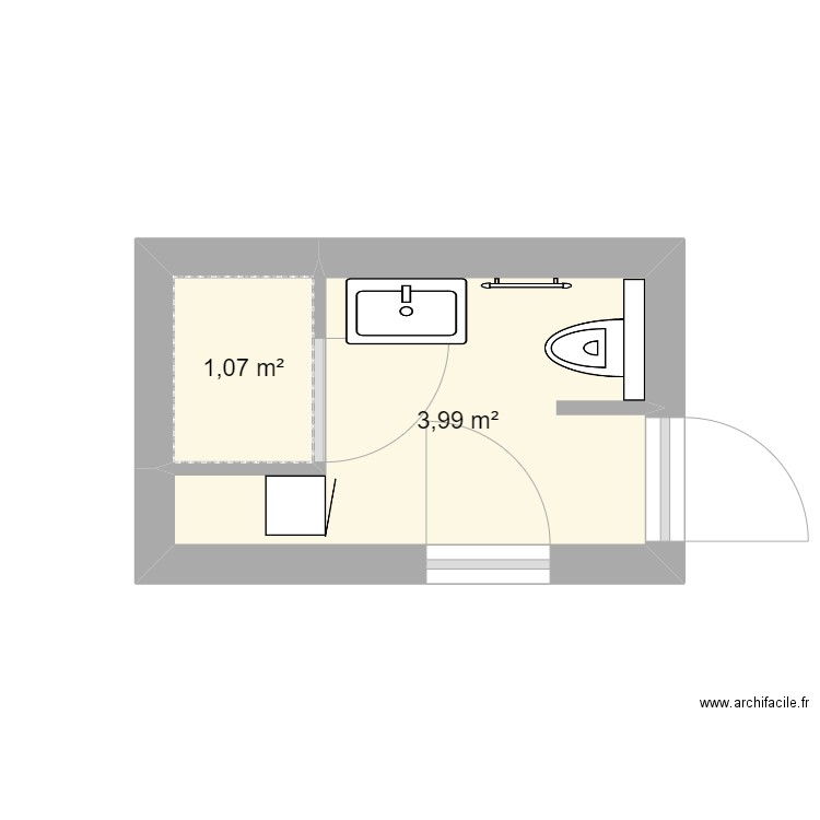 Salee de Bain NT. Plan de 2 pièces et 5 m2