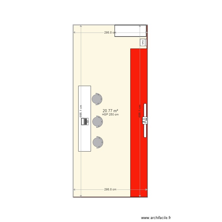 salon Workspace 2022. Plan de 1 pièce et 21 m2