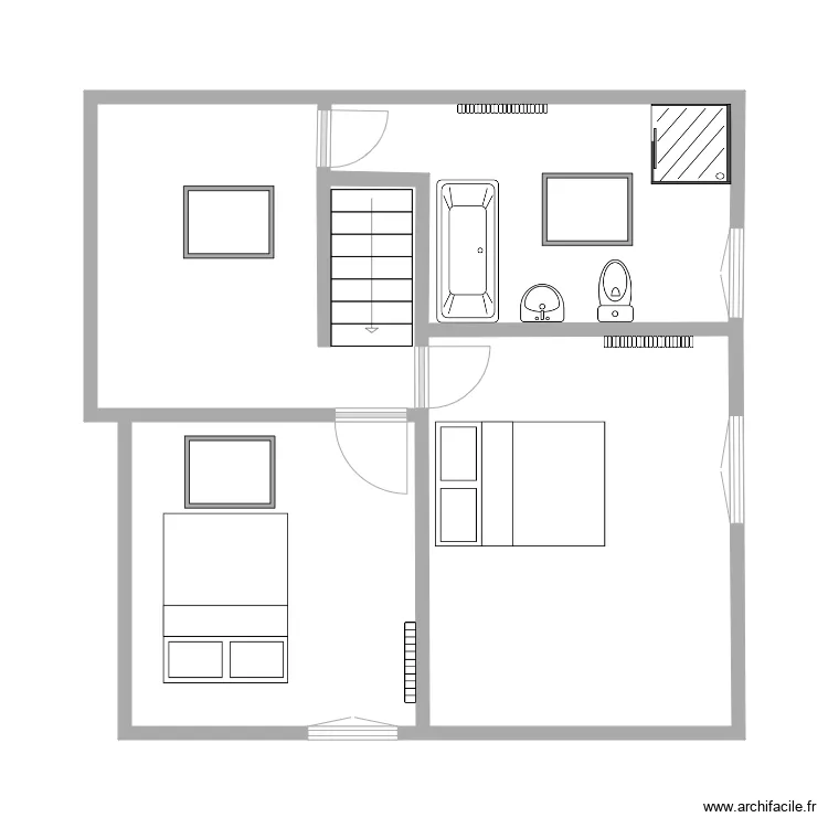 1 Etage caro travaux meubl&eacute;. Plan de 