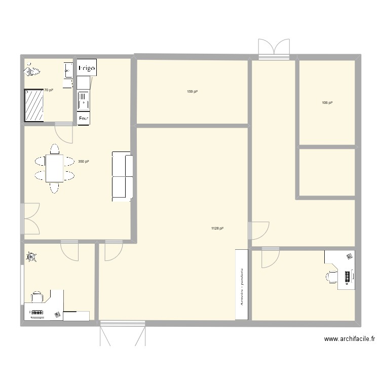 laiterie 2. Plan de 5 pièces et 168 m2